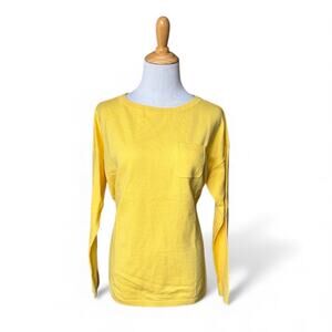 NWT Talbots Yellow Cotton/Wool/Cashmere Chest Pocketed Long Sleeved Sweater